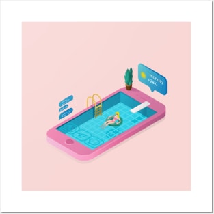 isometric pool in phone Posters and Art